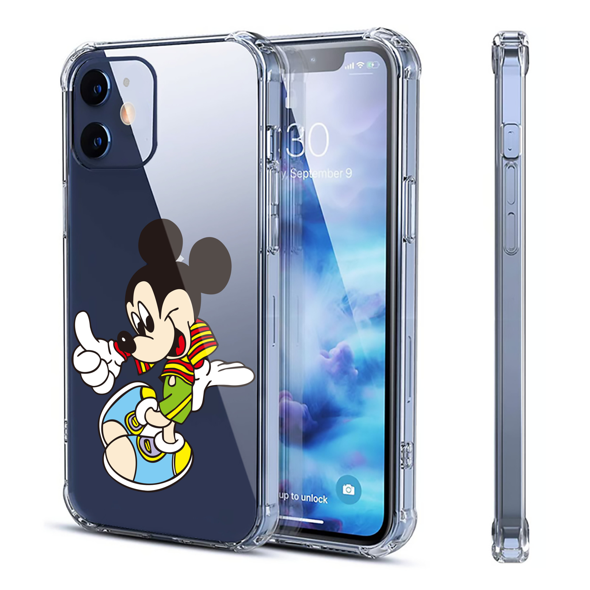 （画像用） ミッキーマウス Mickey Mouse 【iPhone 12シリーズ対応】透明スマホケース（クリアソフトケース）